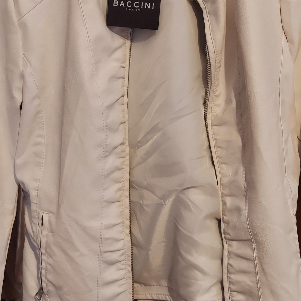 Faux White Leather Moto Jacket